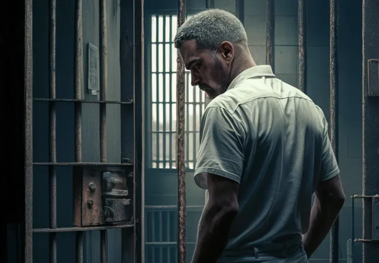 Homem em cela de prisão