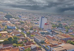 Imagem aérea de chuva em Paranaíba MS