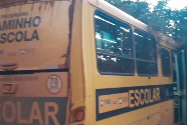 Micro-ônibus com alunos bate em barranco em Aparecida do Taboado