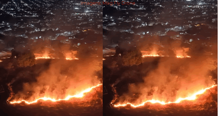 Incêndio de grandes proporções atinge região da UFMS em Paranaíba