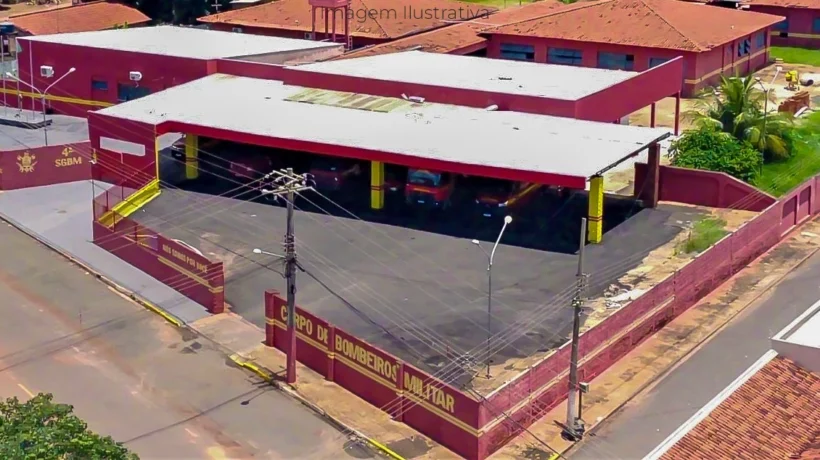 Imagem de drone do quartel do corpo de bombeiros em Paranaíbs-MS