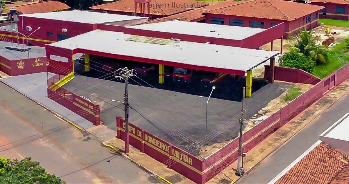 Imagem de drone do quartel do corpo de bombeiros em Paranaíbs-MS