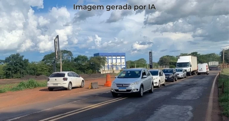 Fila de carros na BR-158 em Paranaíba-MS