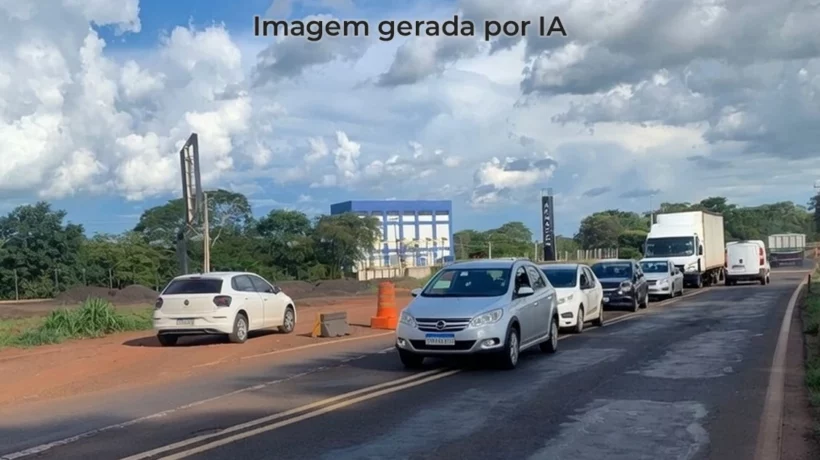 Fila de carros na BR-158 em Paranaíba-MS