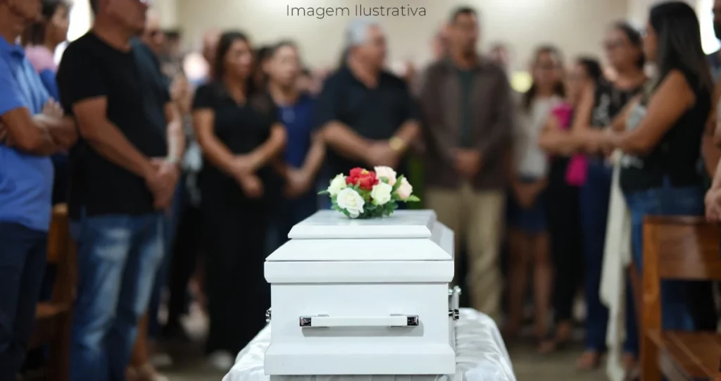 foto de um caixão infantil durante um velório