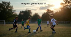 Crianças jogando futebol