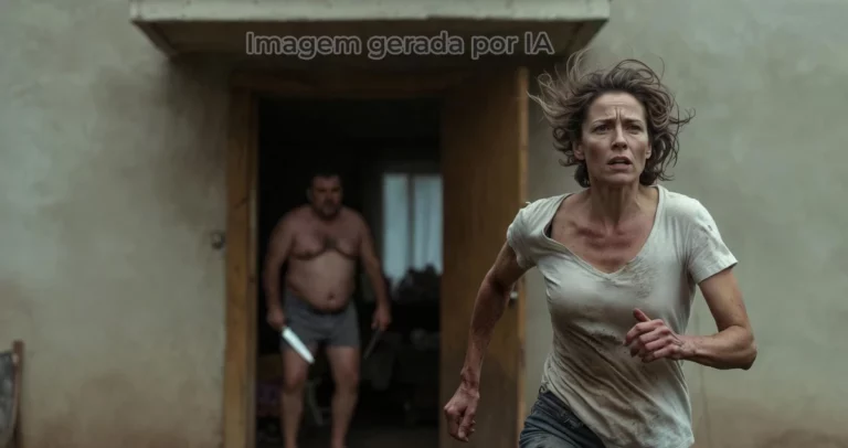 Mulher correndo de um agressor