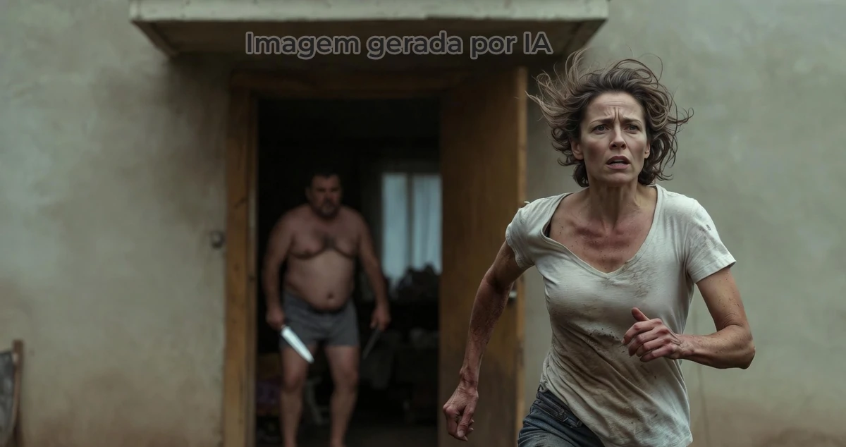 Mulher correndo de um agressor