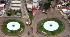imagem aére da fone luminosa na avenida do carnaíba em PAranaíba-MS