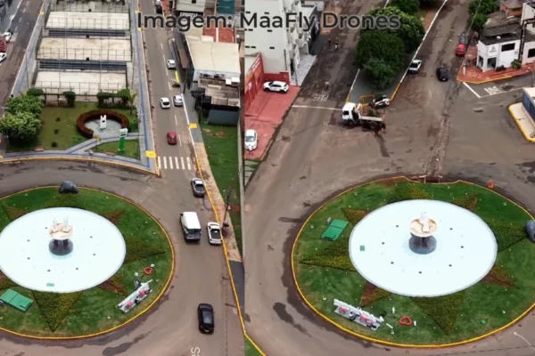 imagem aére da fone luminosa na avenida do carnaíba em PAranaíba-MS