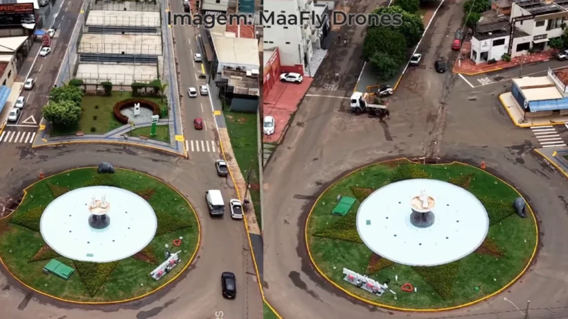 imagem aére da fone luminosa na avenida do carnaíba em PAranaíba-MS