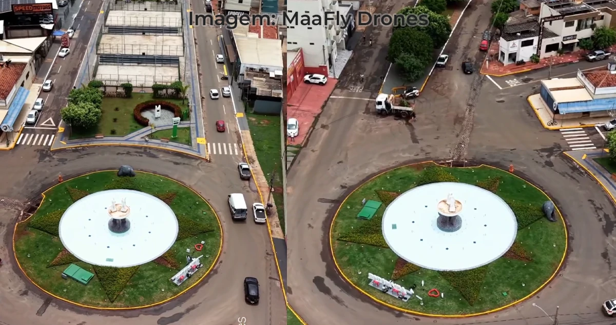 imagem aére da fone luminosa na avenida do carnaíba em PAranaíba-MS