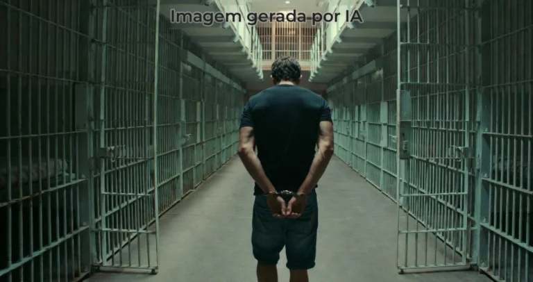homem caminhando por corredor de prisão