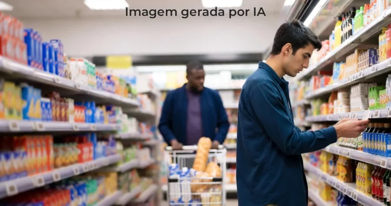 homens em supermercado