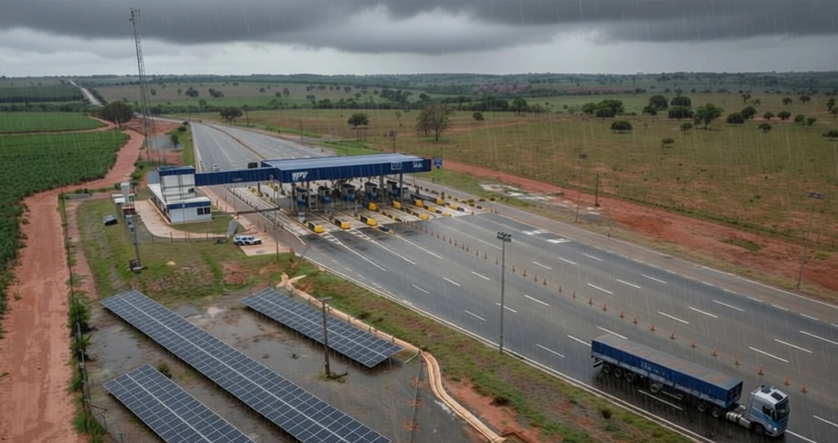 Imagem aérea da BR-158 em Paranaíba-MS