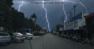 dia de chuva e raios em Paranaíba-MS