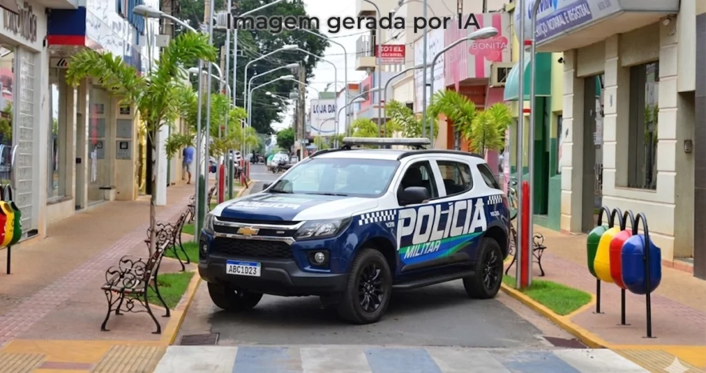 viatura da Polícia Militar no Centro de Paranaíba-S