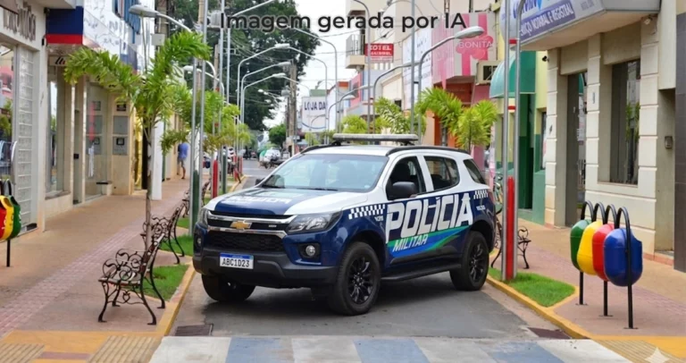viatura da Polícia Militar no Centro de Paranaíba-S