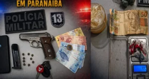 armas e drogas apreendidas pela polícia militar de Paranaíba
