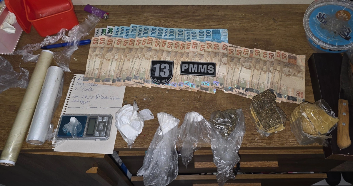 Polícia Militar prende homem com cocaína, maconha e dinheiro em Paranaíba