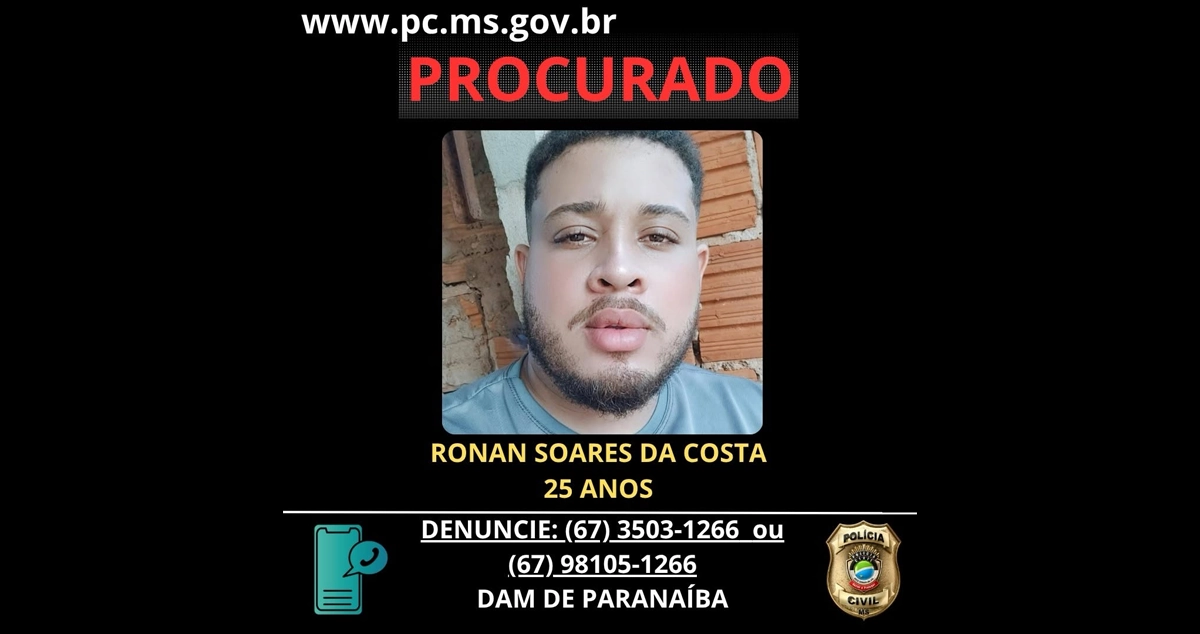 Polícia Civil divulga foto de foragido da Justiça por violência doméstica em Paranaíba