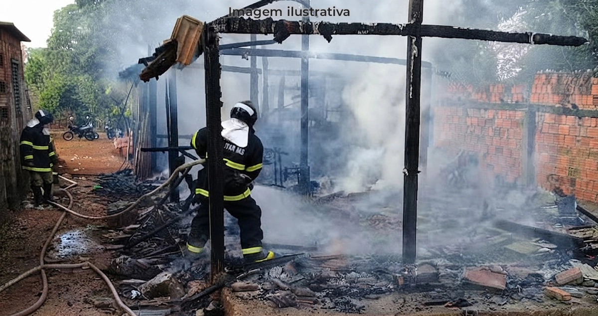 Incêndio destrói casa de madeira durante a madrugada em Paranaíba
