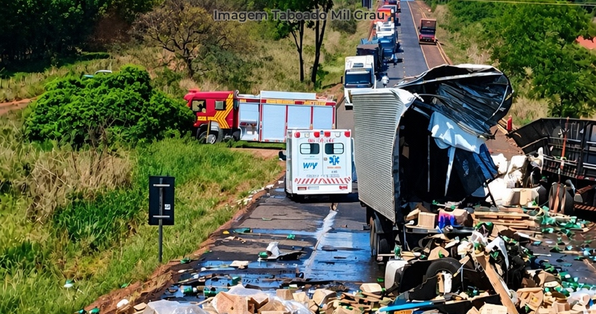Grave acidente entre carretas deixa duas pessoas mortas na BR-158 entre Paranaíba e Aparecida do Taboado