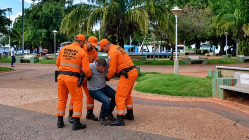 Homem em situação de rua é atacado com pedra na Praça da República em Paranaíba