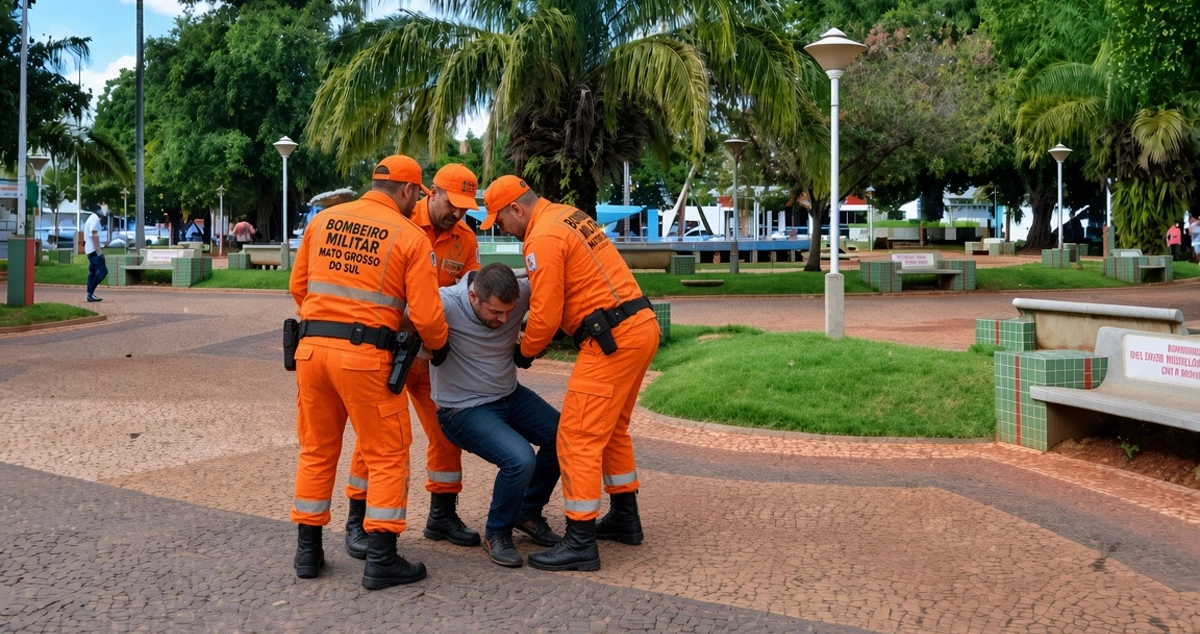 Homem em situação de rua é atacado com pedra na Praça da República em Paranaíba