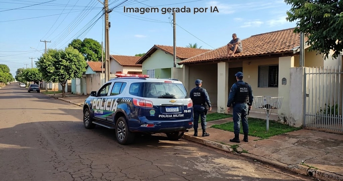 Homem sobe no telhado para escapar de agressão do enteado em Paranaíba